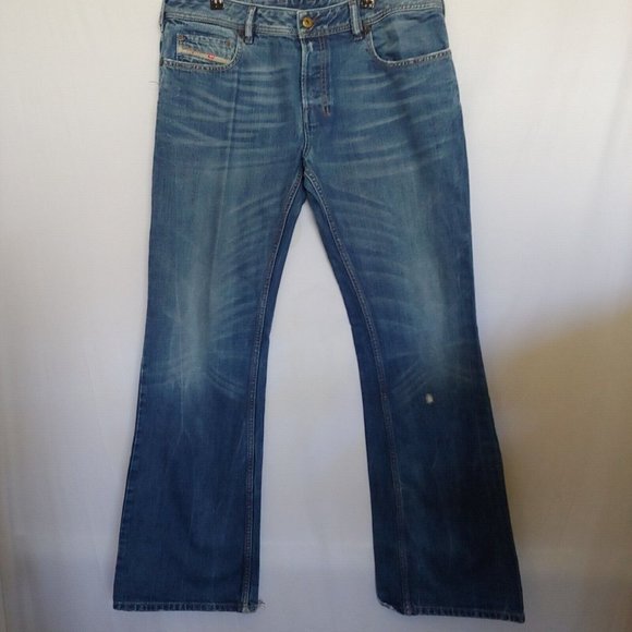 Diesel Jeans Diesel Zathan Mens Button Fly Bootcut Denim Jeans Size